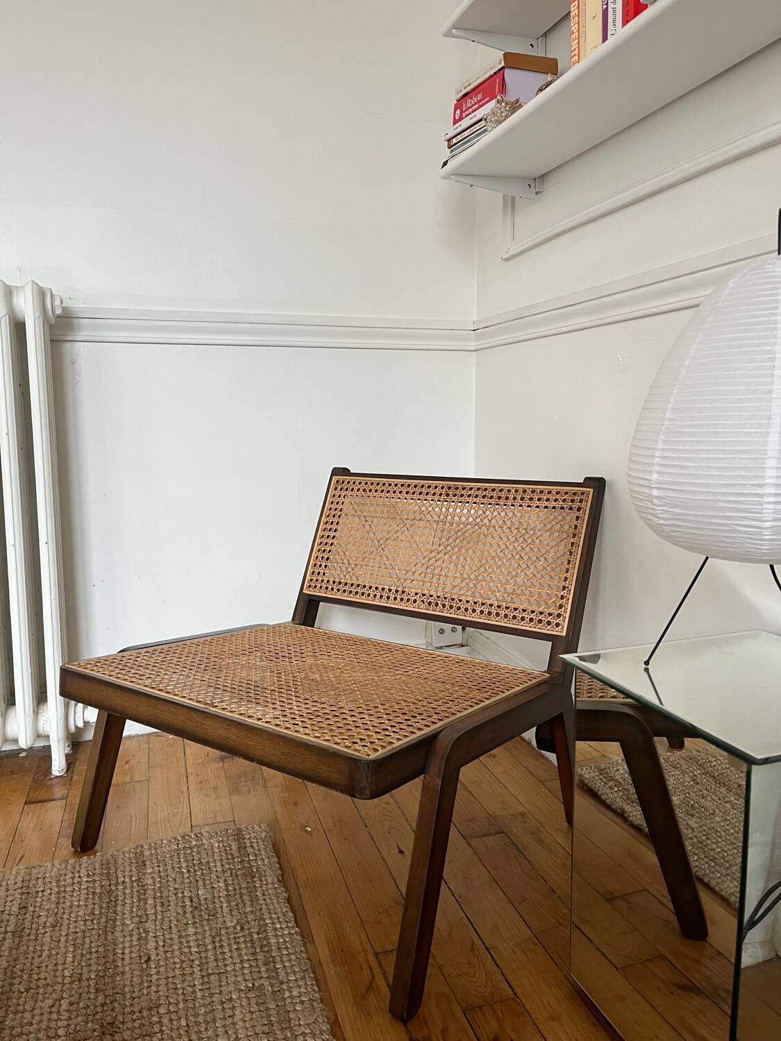 Vintage wooden and cane armchair