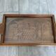 Vintage wooden serving tray signed Souron