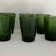 Carafe et 6 verres en verre vert bullé
