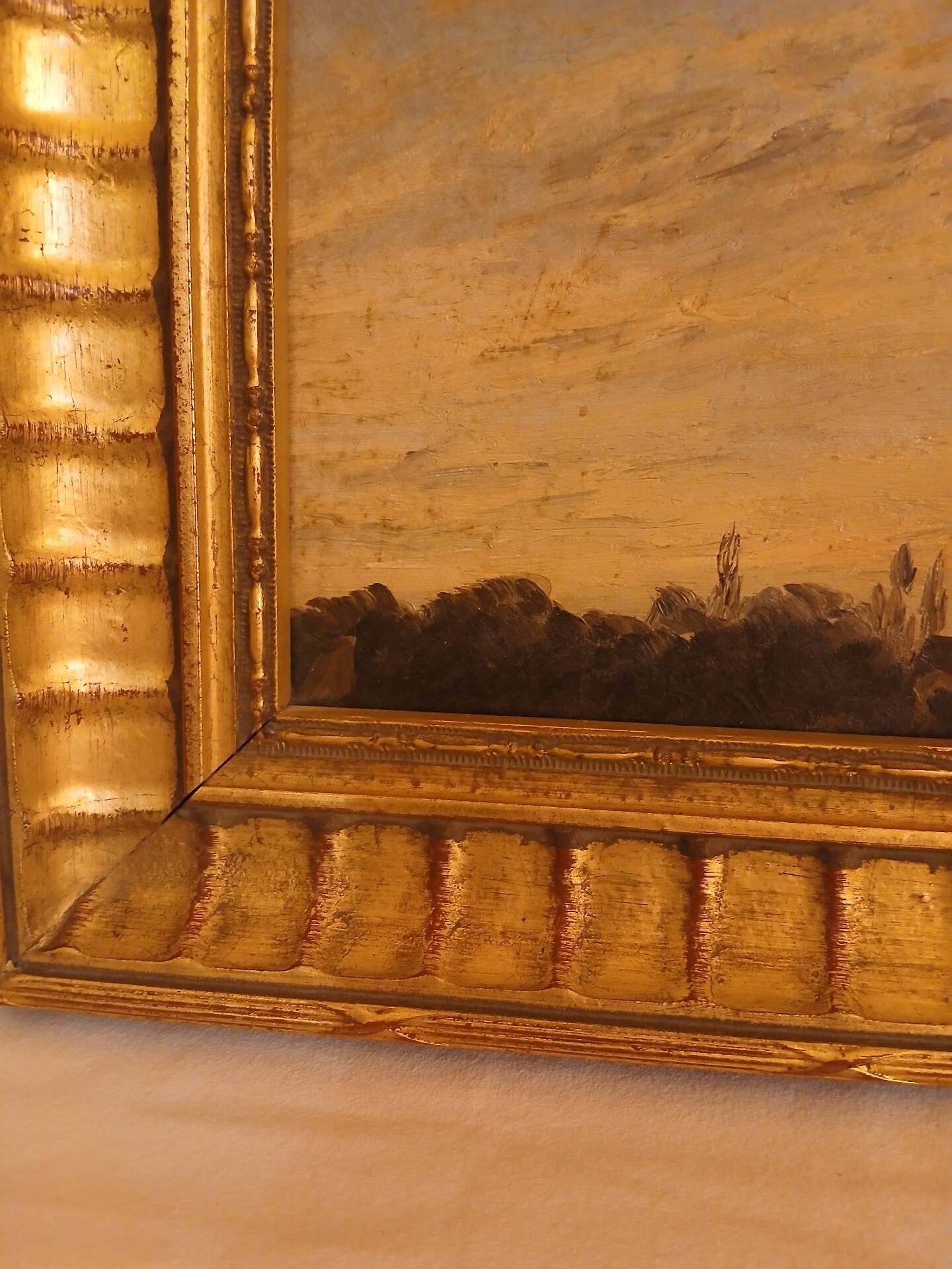 Painting table school of Barbizon France late 19th century