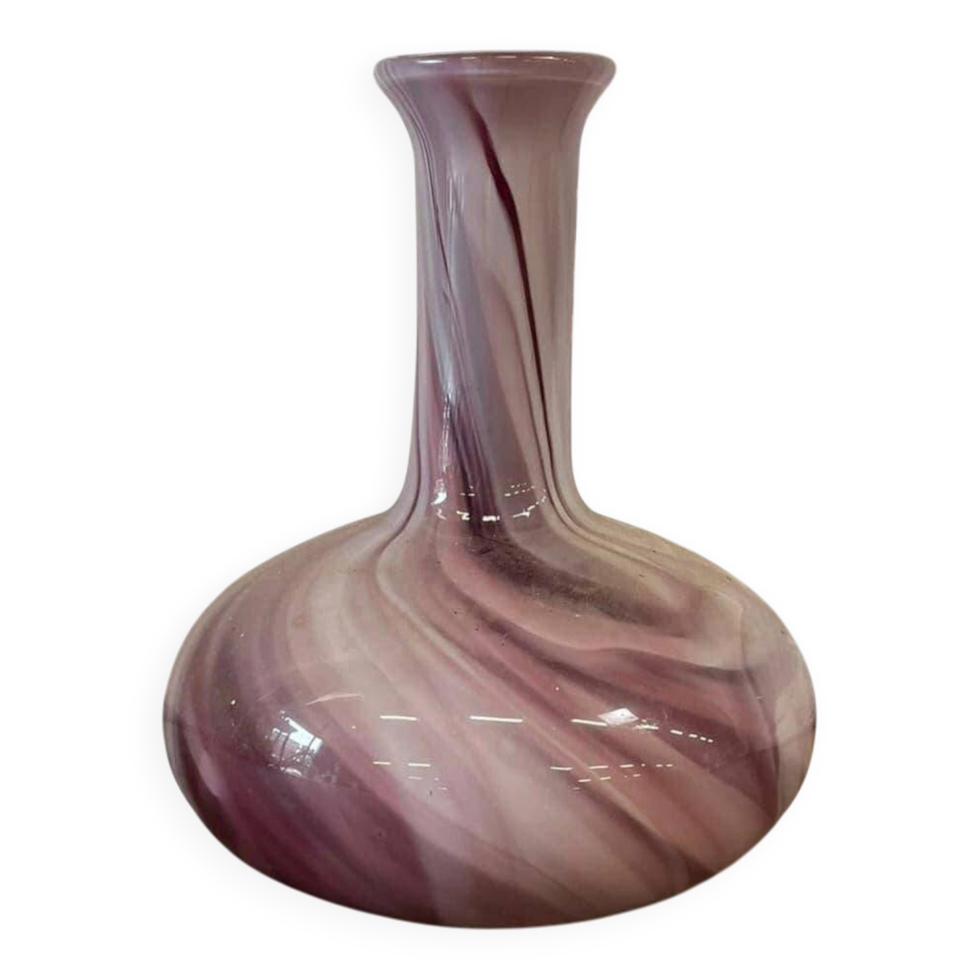 Vintage swirling glass vase with marble effect / Murano style