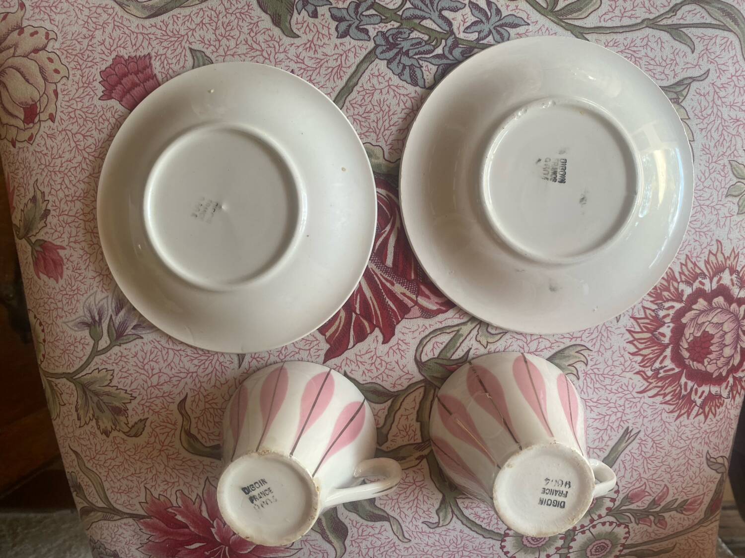 Set of 2 vintage Digoin coffee cups