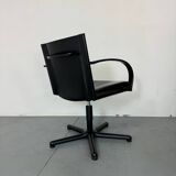 Italian Tito Agnoli for Matteo Grassi modernist Leather and steel desk chai