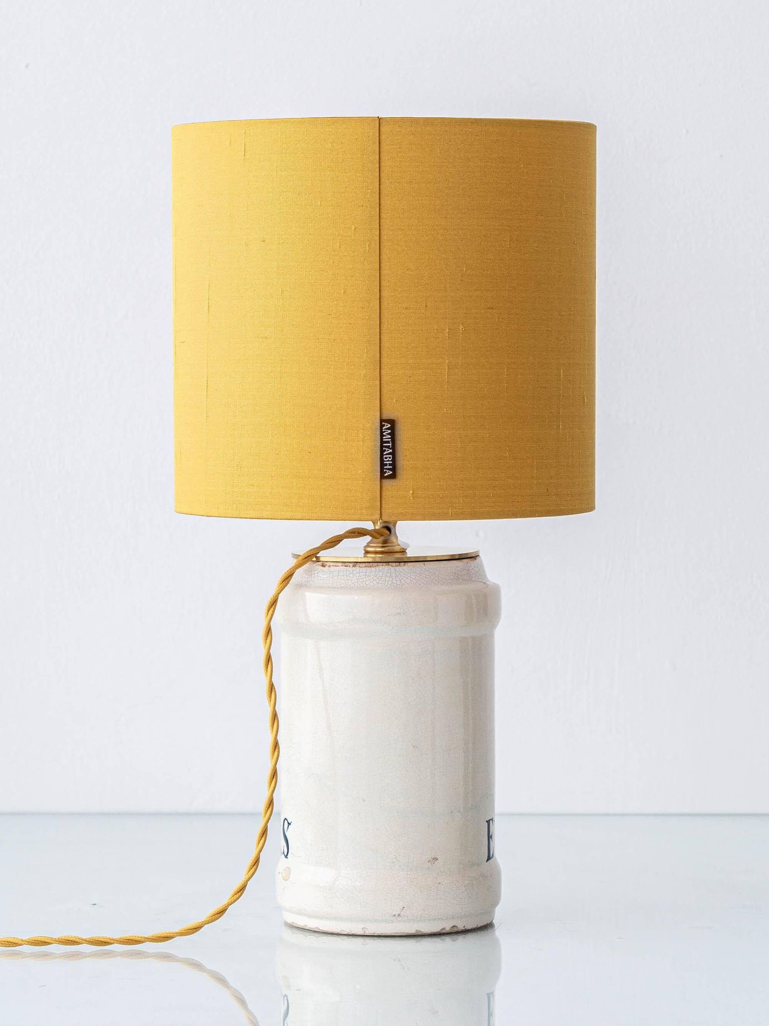 Italian Apothecary Ceramic Table Lamp Pharmacy Albarello, circa 1870-1885