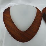 Reggiani, pair of vintage sconces opaline blanche palissandre, 1950, italy