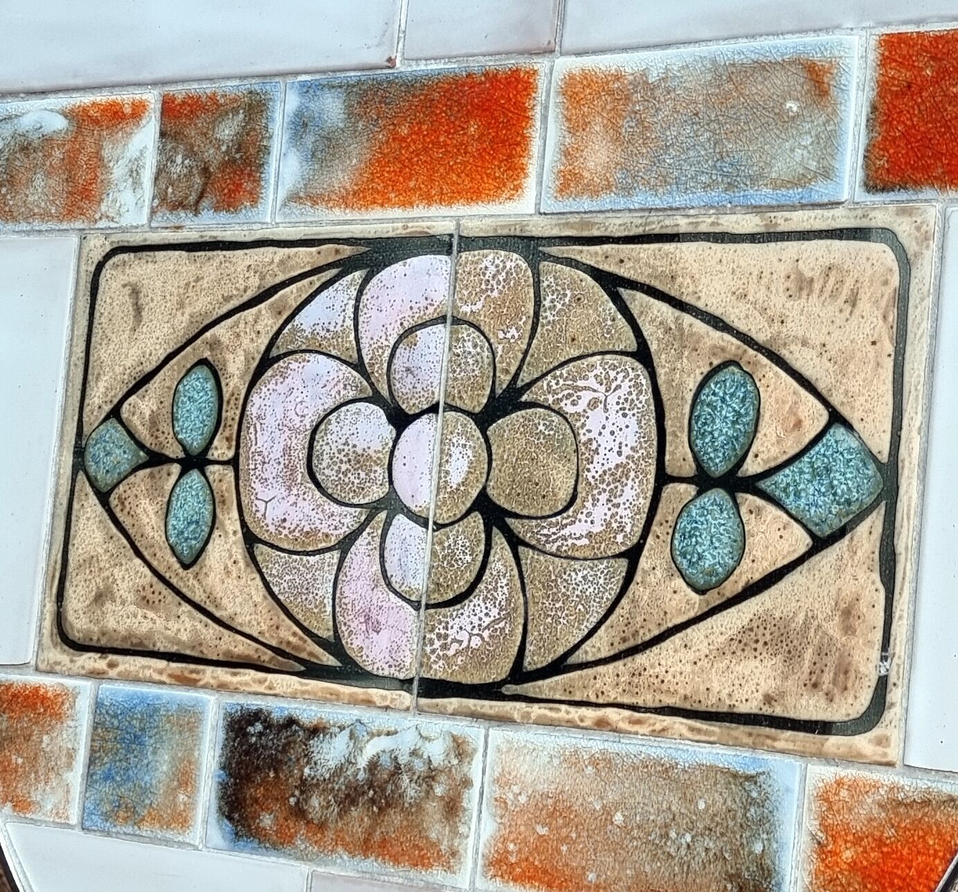 Coffee table 70s ceramic and stainless steel