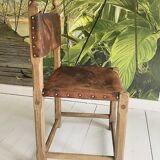 Unique Hungarian Artisanal Oak and Leather Chair