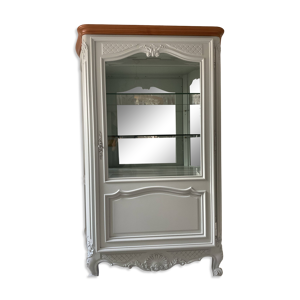 Vitrine Louis XV en merisier - gris