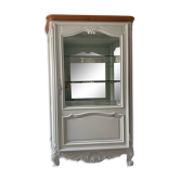Louis XV display cabinet in solid cherry wood, patinated in Gustavian grey.