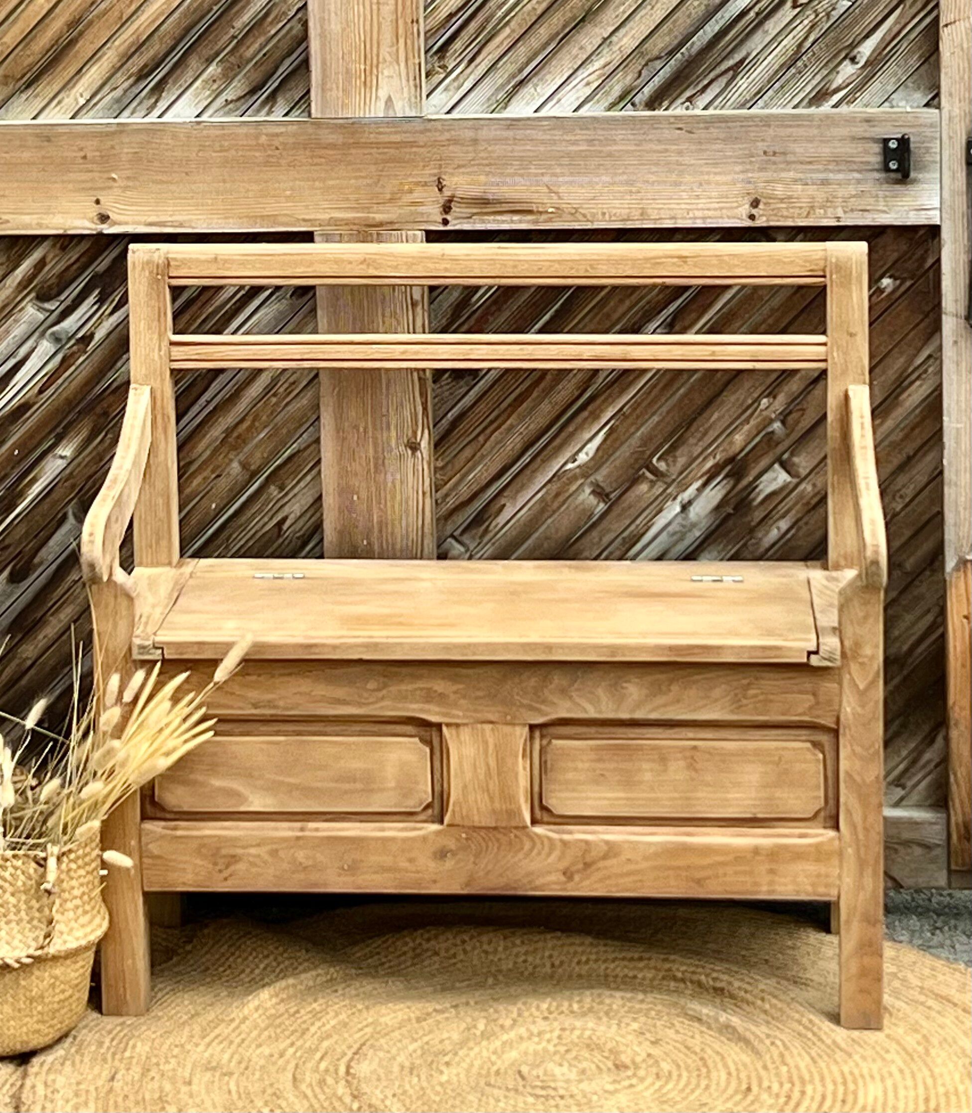 Antique solid oak chest bank