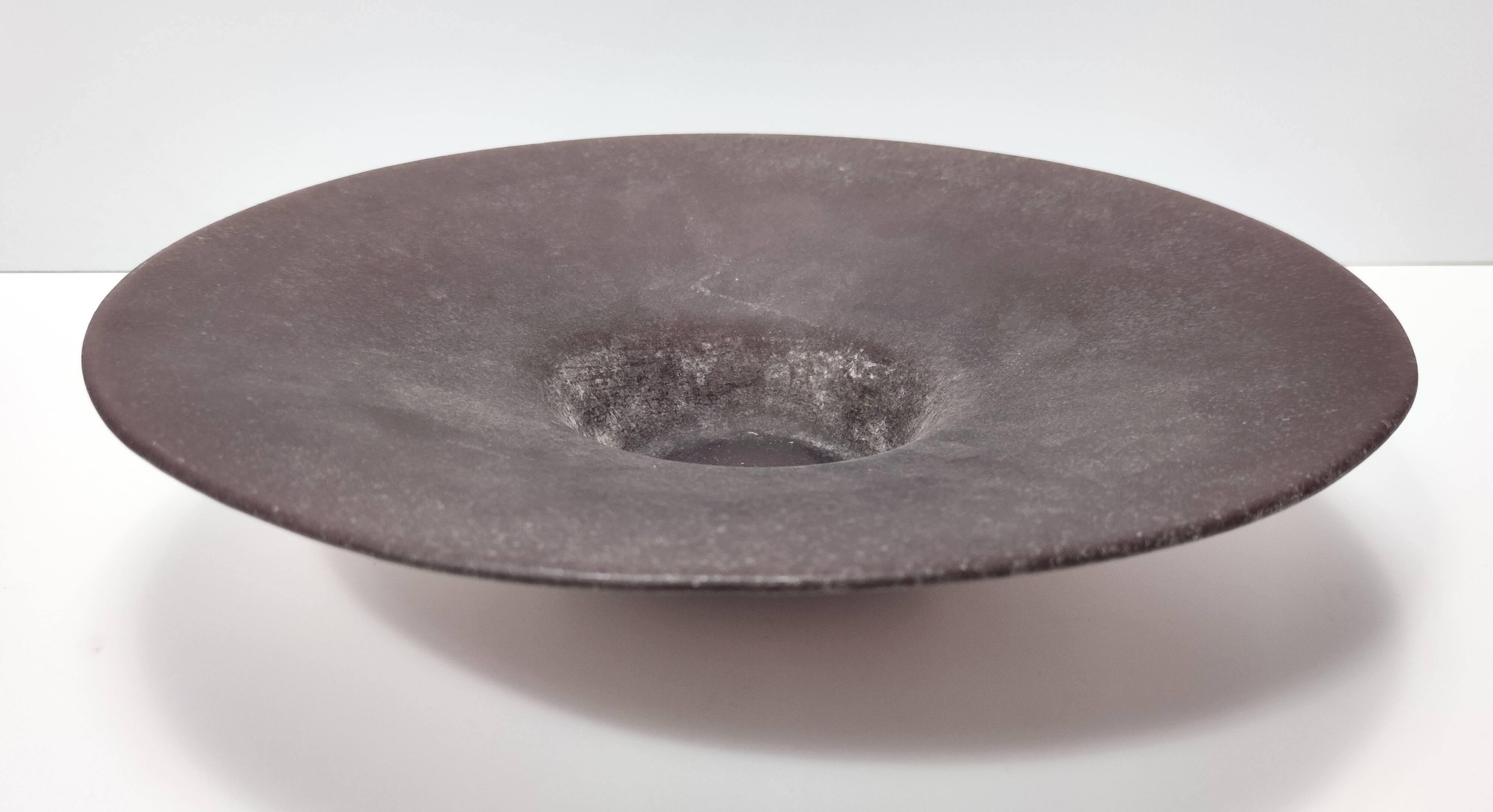 Postmodern Brown Scavo Glass Trinket Bowl or Centerpiece, Italy