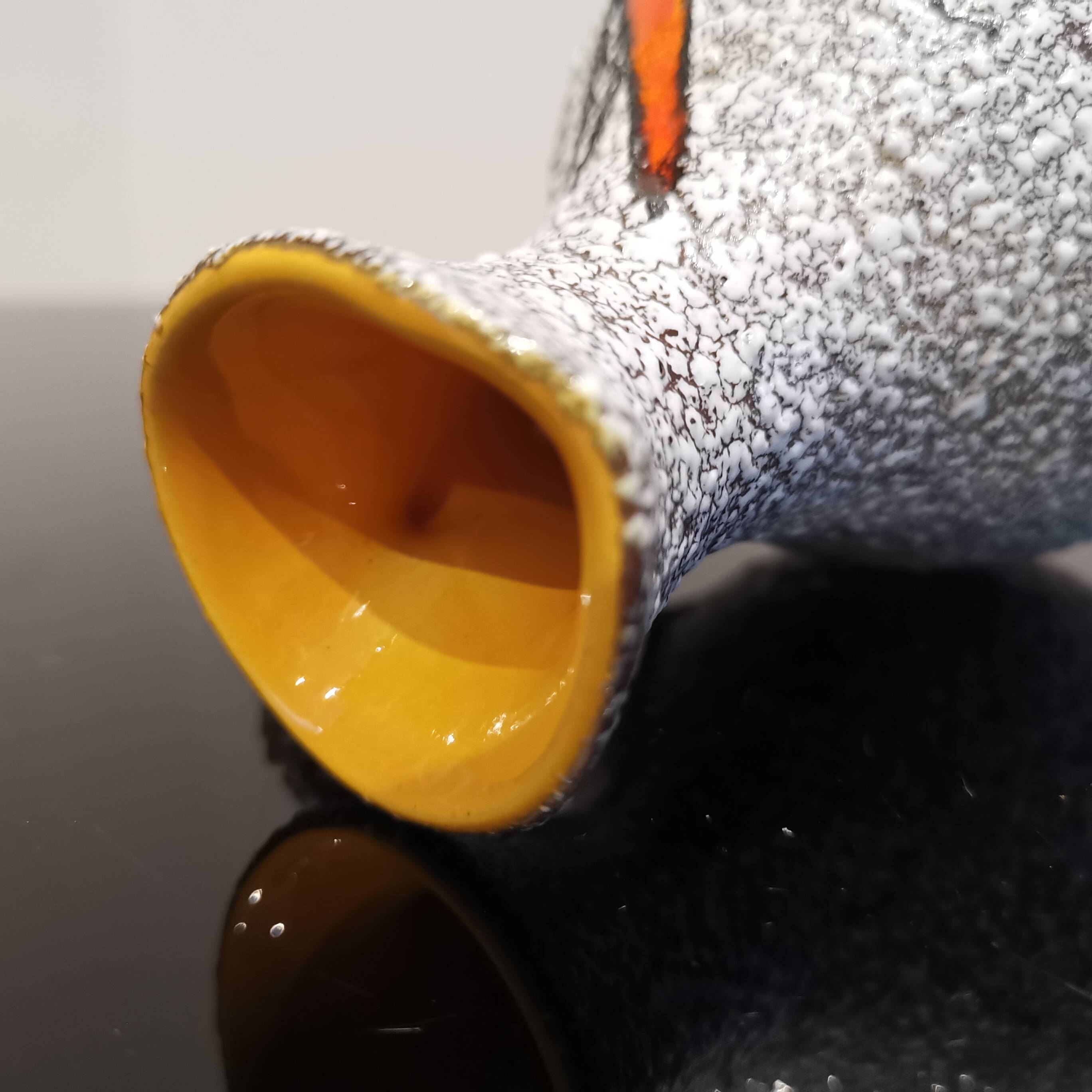 Small vase or jug fat lava Vallauris signed Tess