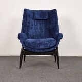 Fauteuil vintage en velours du milieu du siècle par Júlia Gaubek, années 1960, Hongrie