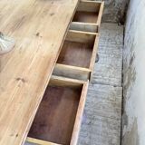 1950s pine and oak farmhouse table with multiple drawers