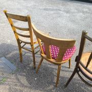Set of 6 mismatched vintage wooden bistro chairs