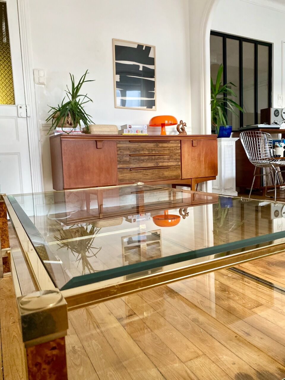 Table basse en verre Pierre Vandel