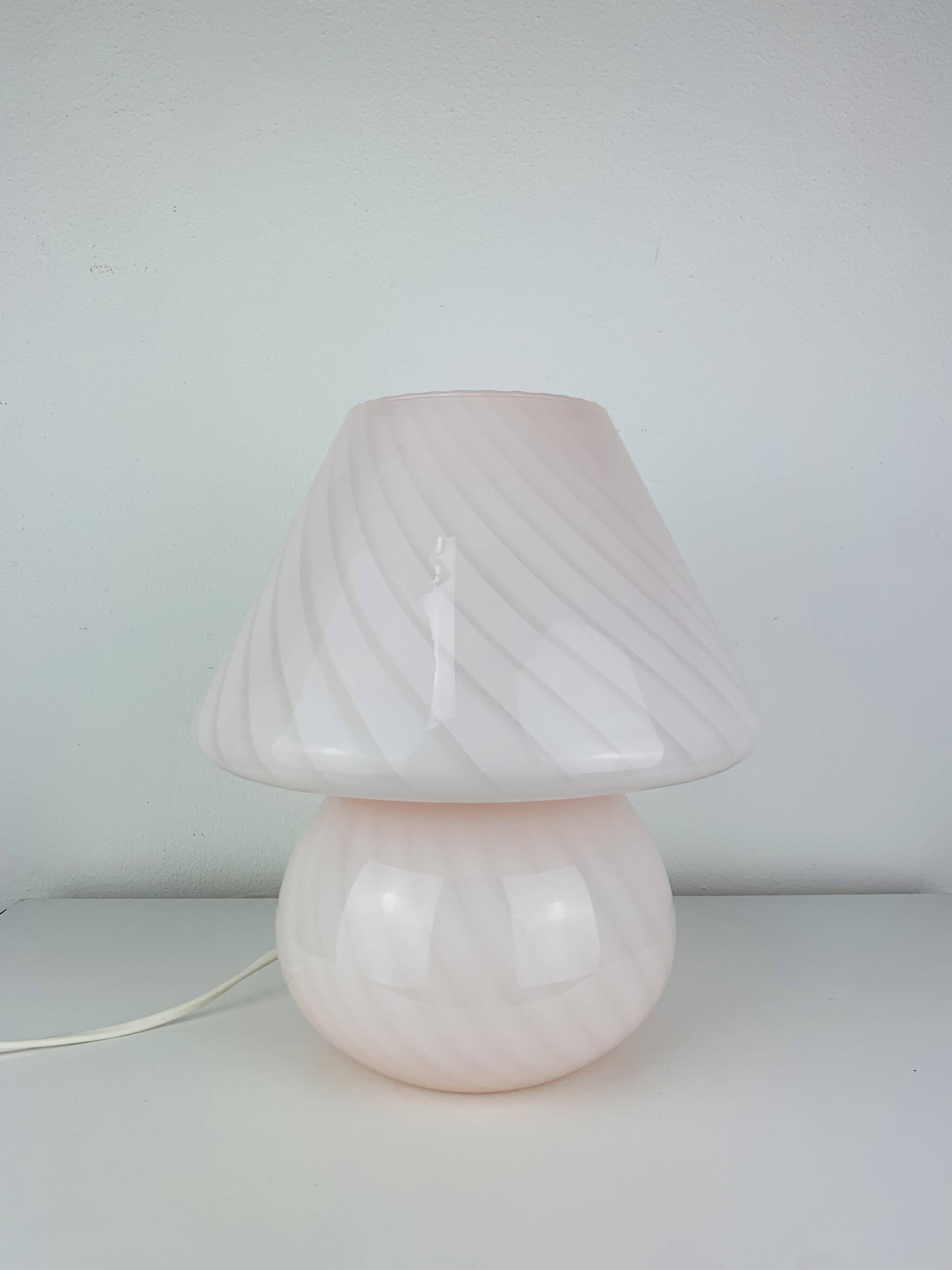 Pink mushroom lamp, Murano glass, vintage