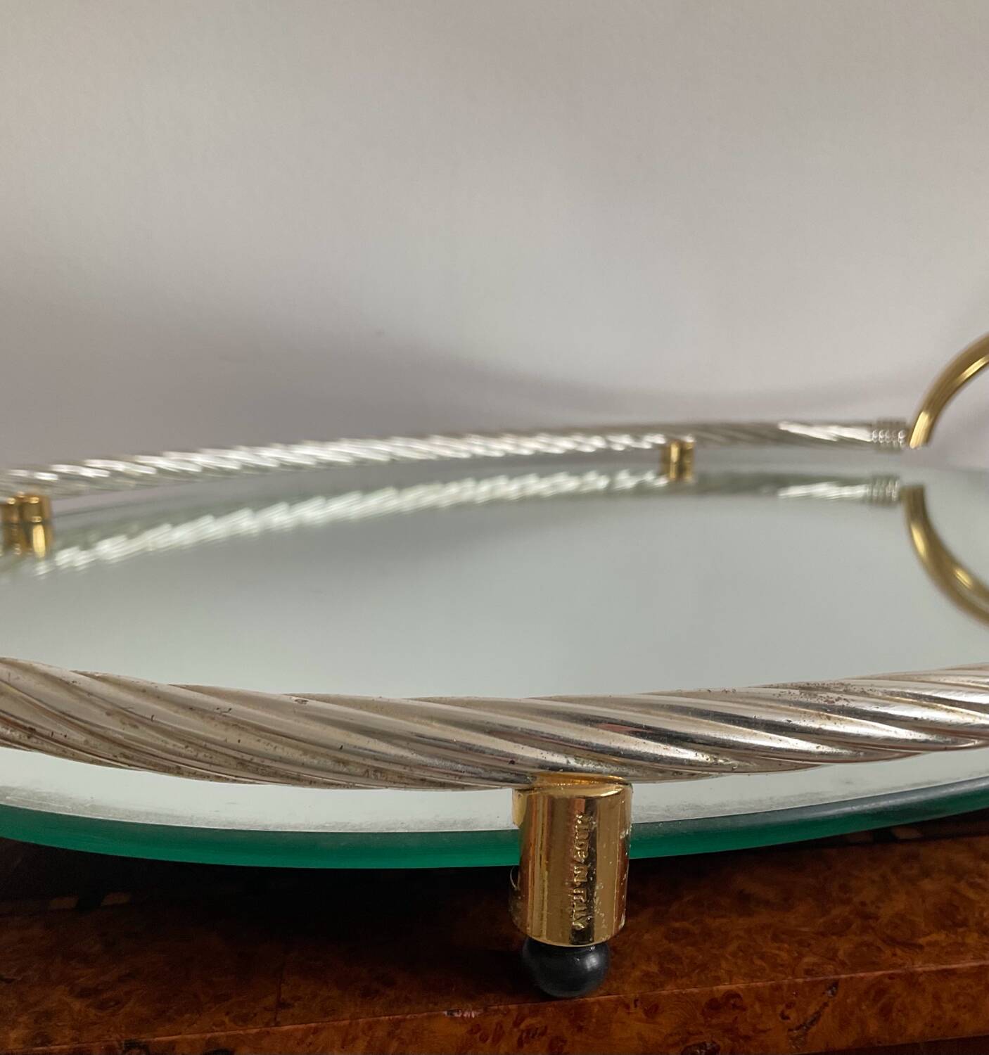 Vintage Italy tray in silver and gold metal