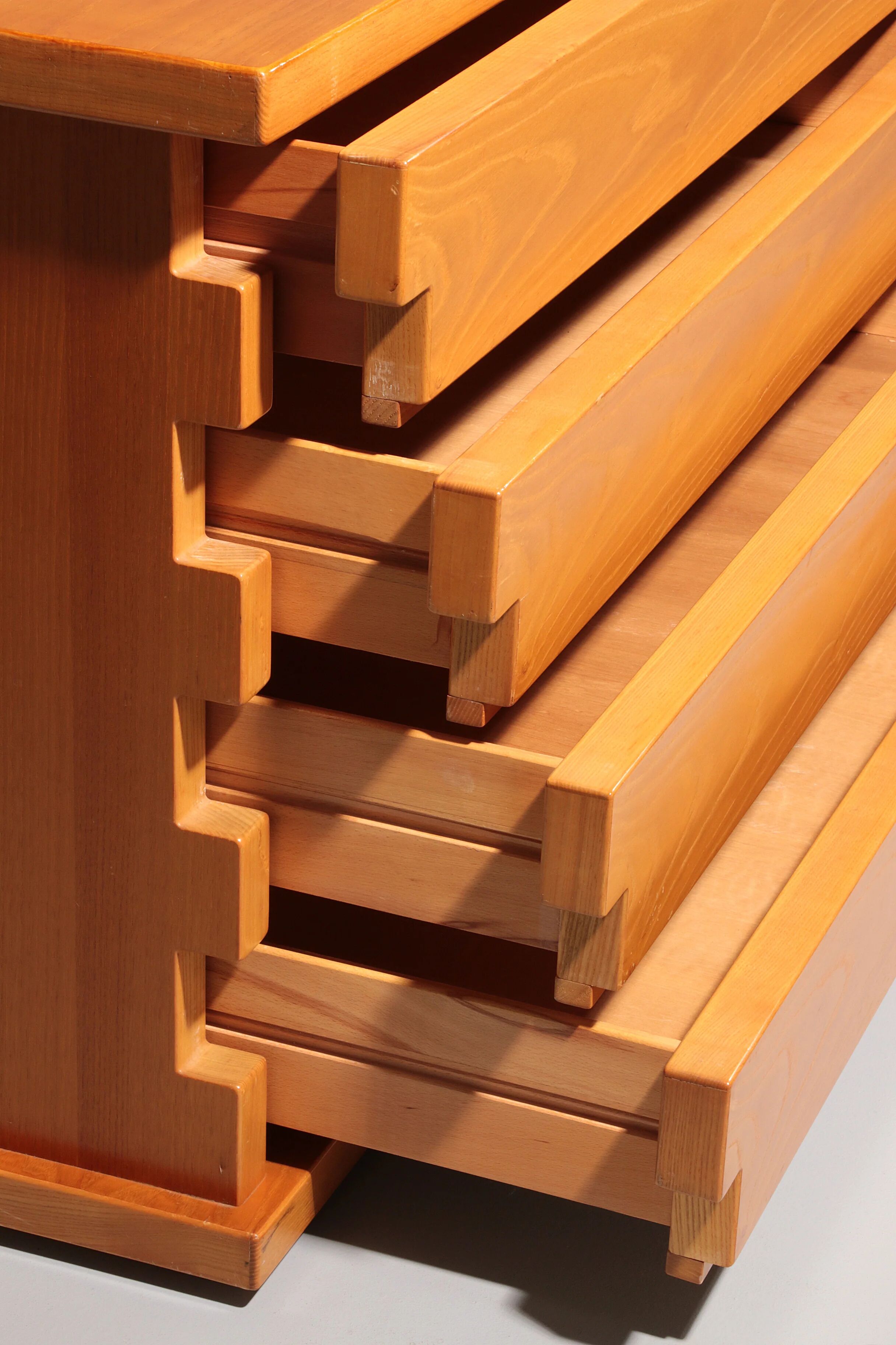 Italian architectural chest of drawers in ash