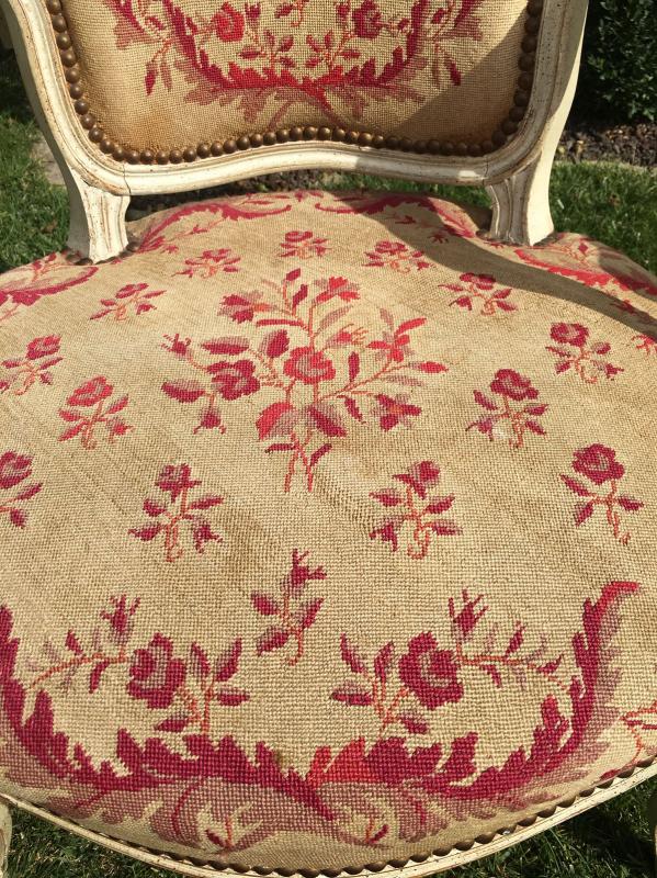 Pair of Louis XV period lacquered cabriolet armchairs, 18th century