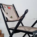 Old deckchair - wooden and cane lounge chair