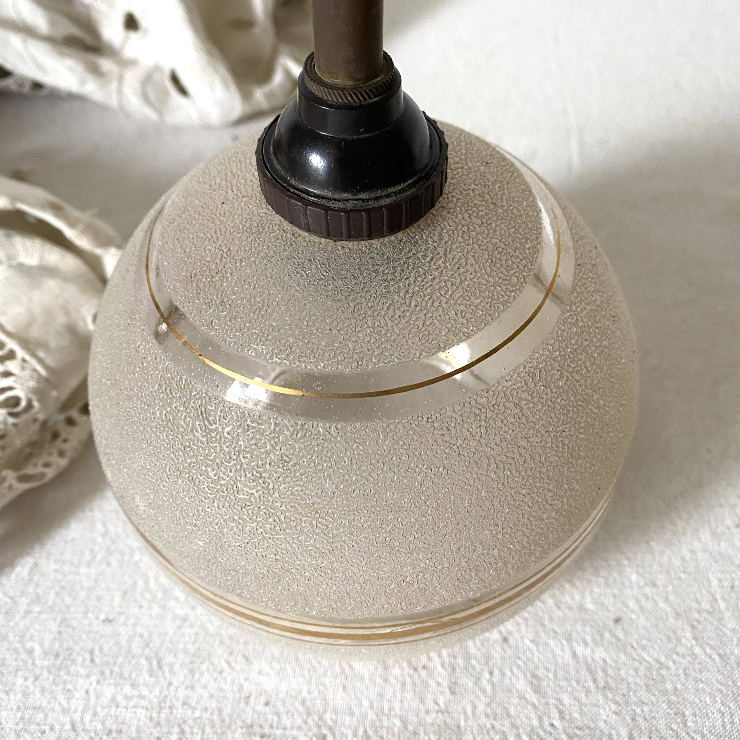 Antique swan neck wall sconce, frosted glass globe