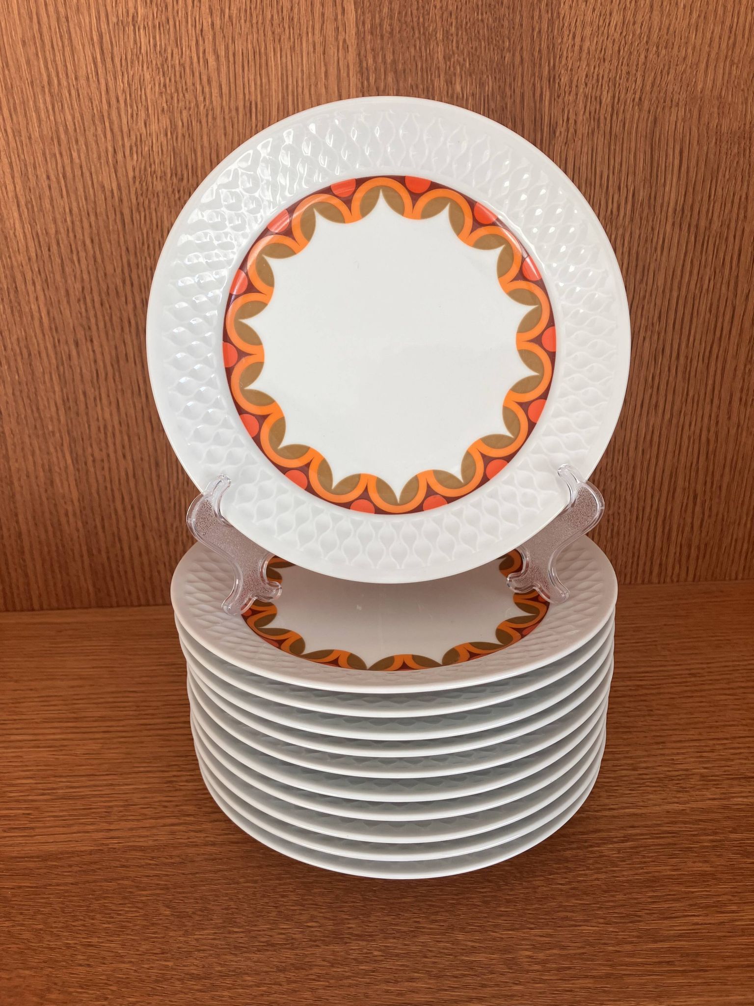 11 dessert plates in porcelain Space Age Schirnding Bavaria