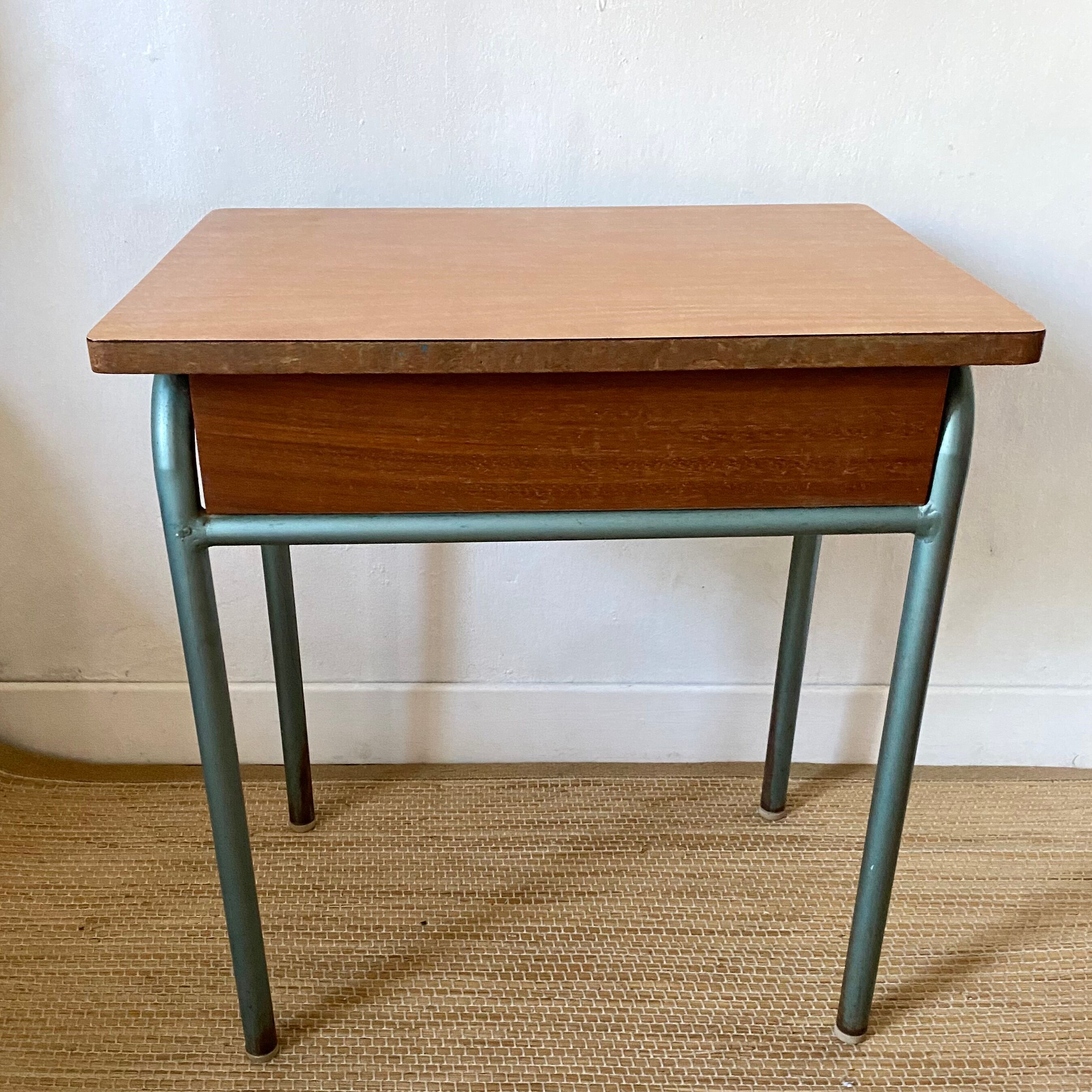 Bureau d'écolier vintage métal et bois
