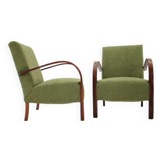 1940s Pair of Restored  Art Deco Armchairs in Boucle , Czechoslovakia