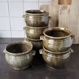 6 green ceramic cassolettes