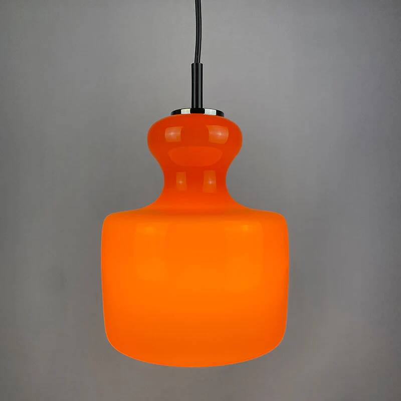 Bright orange glass pendant by Peill and Putzler 1960