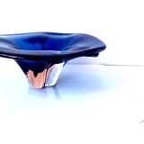 Organic-shaped intense blue Murano glass trinket bowl circa 1970