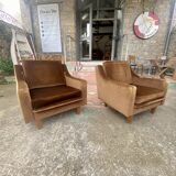 Pair of vintage brown armchairs circa 1970
