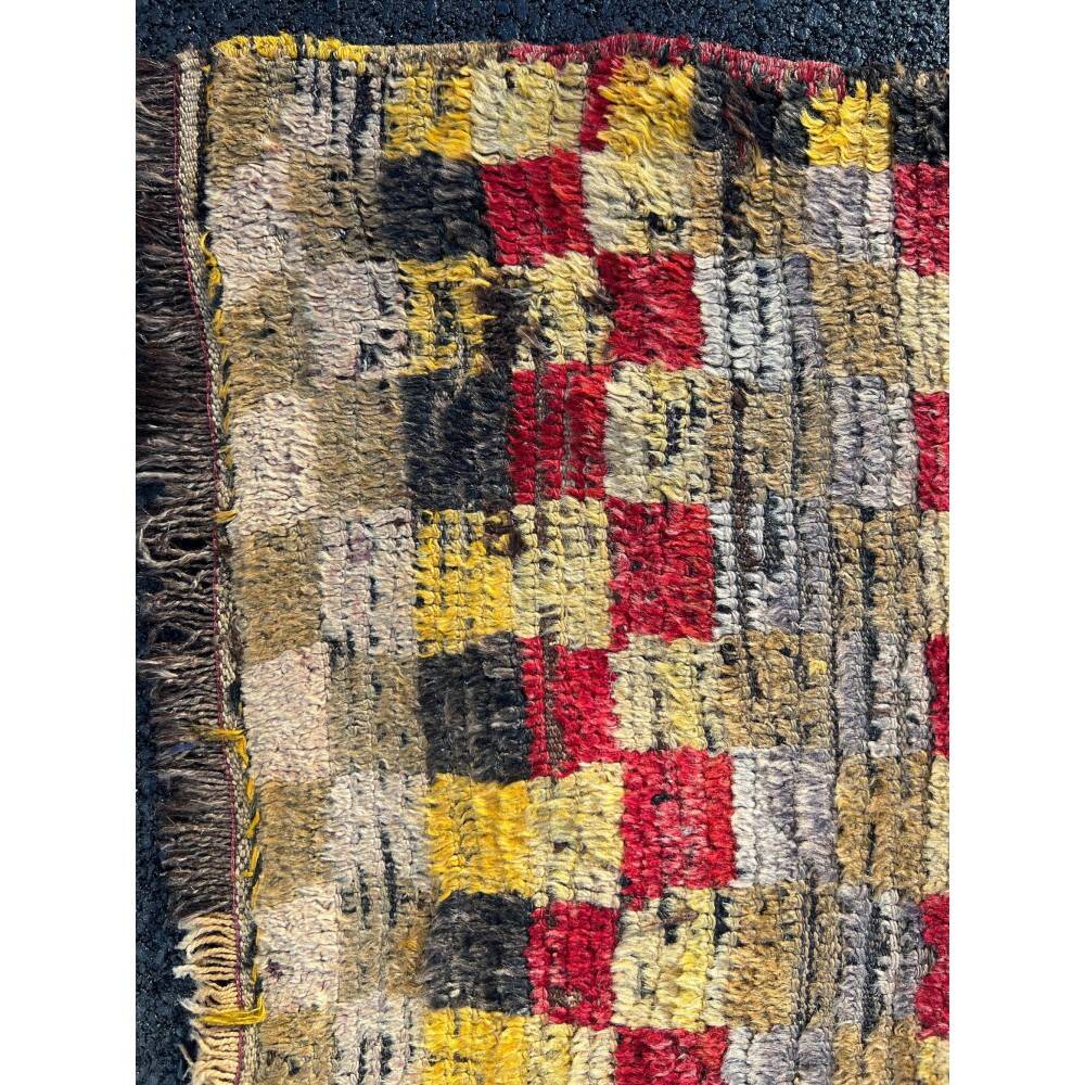 Tapis Tulu turc antique avec motif à carreaux