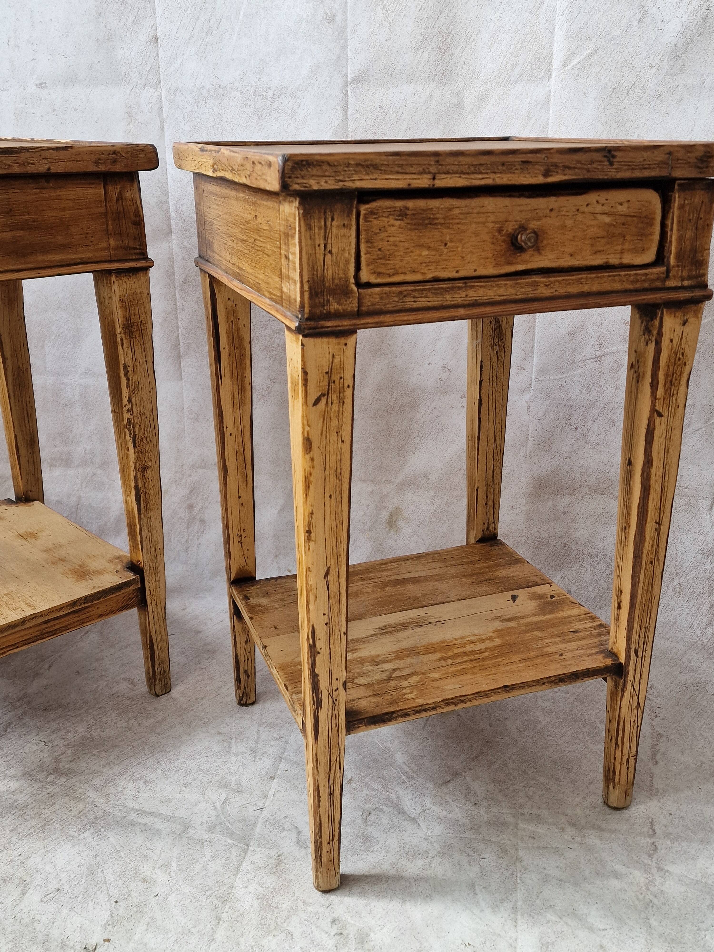 Pair of light wood bedside tables