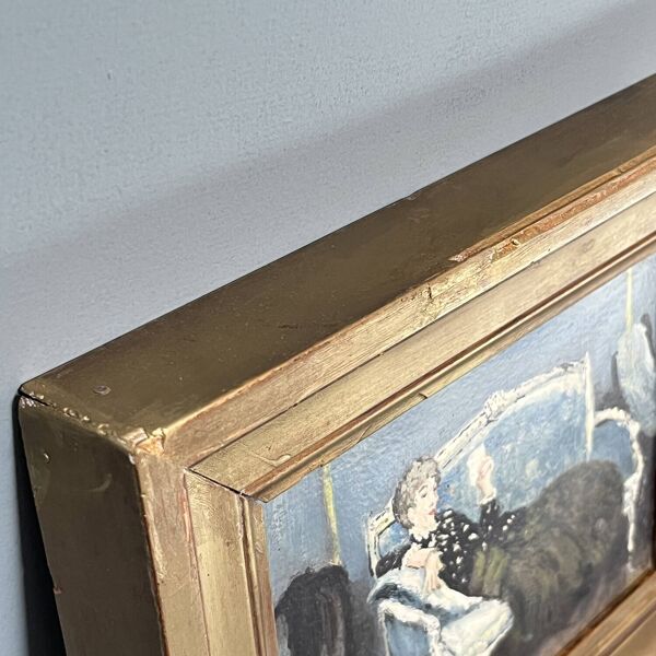 Tableau début XXème ''La lettre'' signé JJB