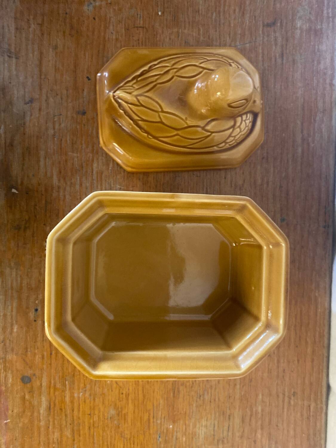 Terrine ancienne staub forme canard céramique beige france vintage