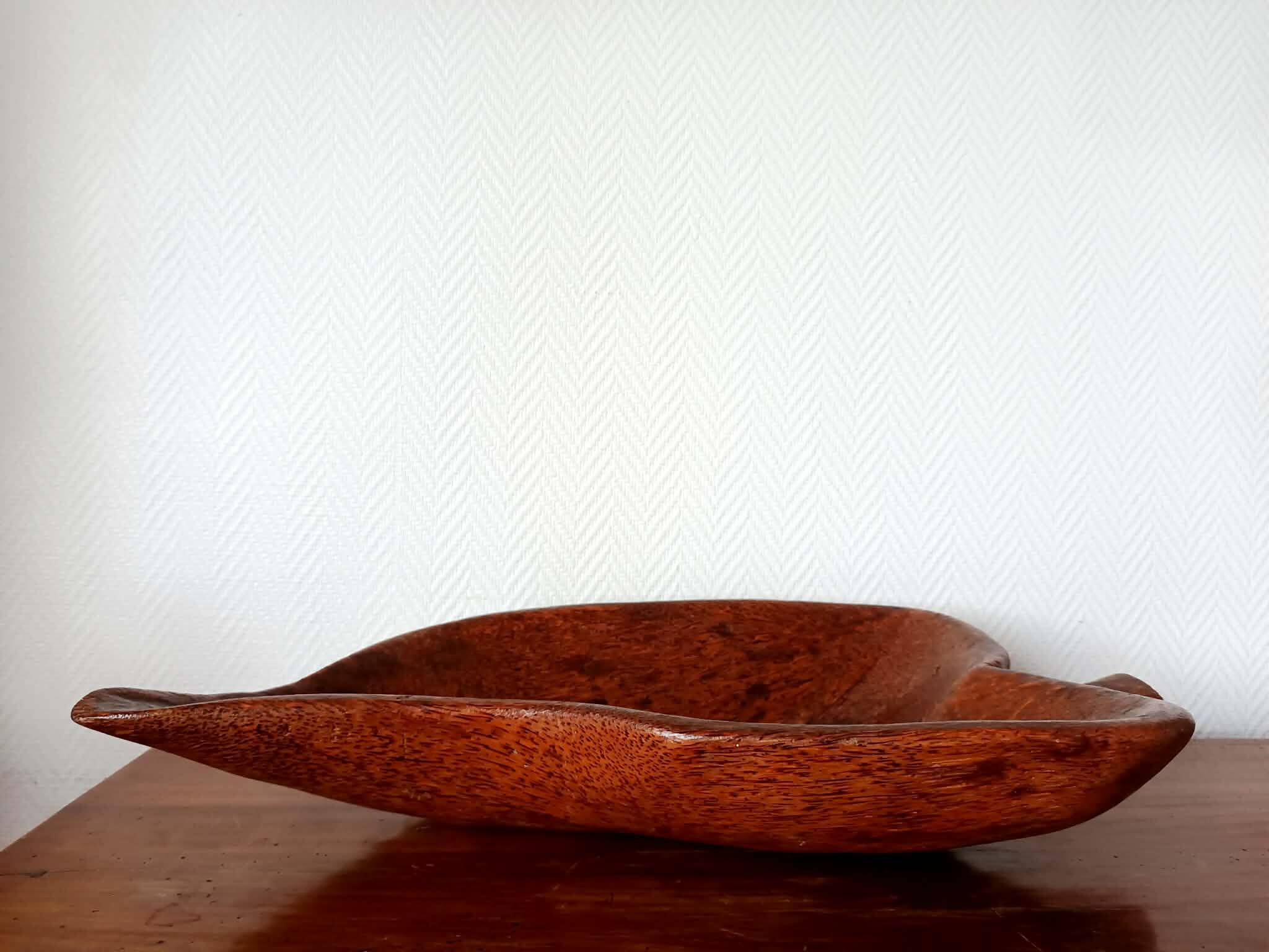 Large brutalist wooden bowl, 65 cm