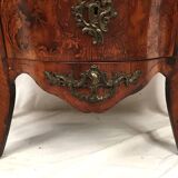 Louis XV style chest of drawers, richly inlaid, animated front and side. 19th century
