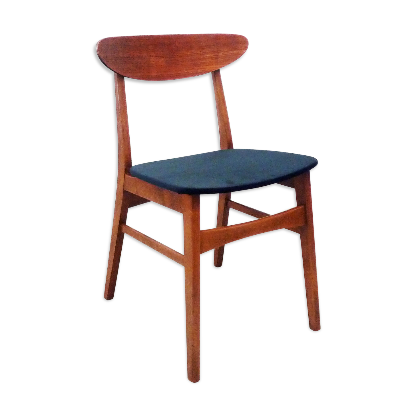Chaise danoise teck et velours des années 50
