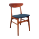 Chaise danoise teck et velours des années 50