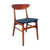 Chaise danoise teck et velours des années 50