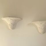 Pair of plaster wall sconces, palmette decoration, 20th century