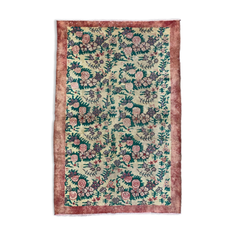 Vintage turkish rug 206x135 cm shabby distressed carpet medium