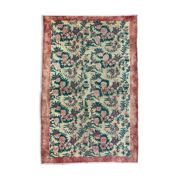 Vintage turkish rug 206x135 cm shabby distressed carpet medium