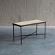 Set of 2 minimalist metal side tables with plaster-fiber tops
