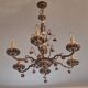 Lustre vintage Boho en laiton doré à 6 bras