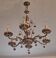 Vintage Boho gilt brass 6-arm chandelier