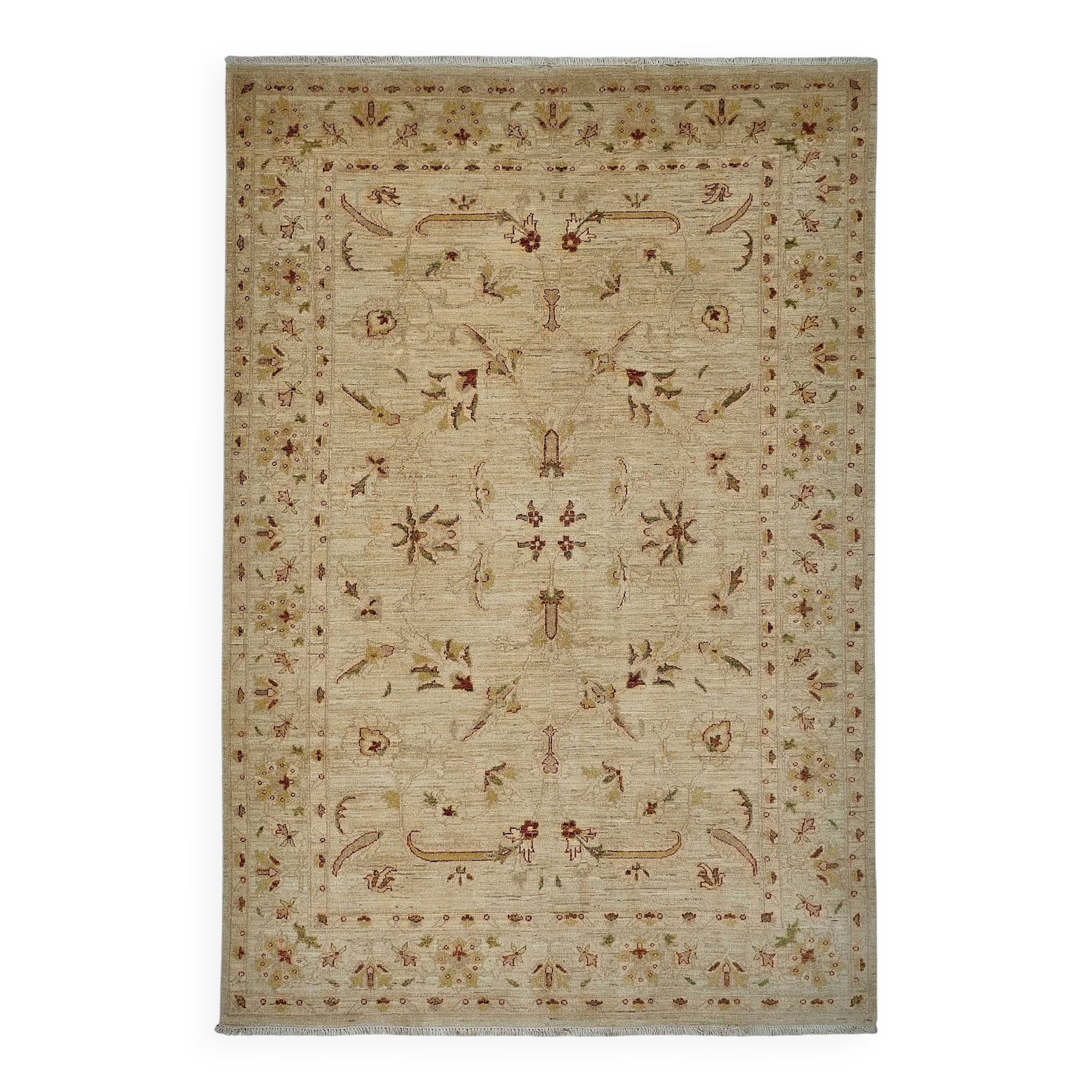 Tapis Oushak en laine noué à la main turc 198 cm x 294 cm