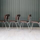 Set of 4 chairs in skaï and vintage chrome